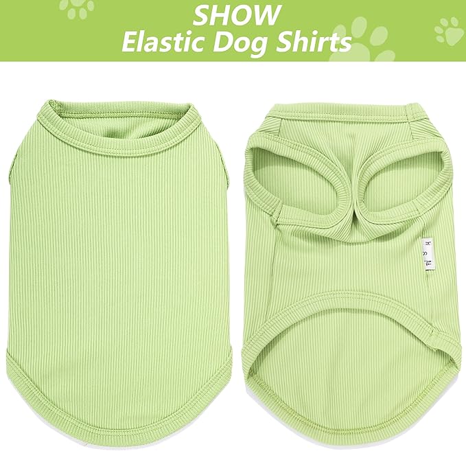2 Pack Dog Clothes for Small Dogs Summer Dog Shirt Vest Girl Boy Lightweight Puppy T-Shirts Blank Soft and Cool Pet Clothing Sleeveless Medium Large Dog Outfit (Black+Avocado Green, Small)