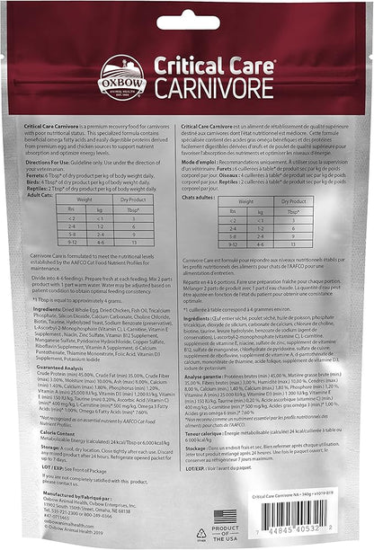 Oxbow Animal Health Critical Care, Carnivore, 340 Gram Bag