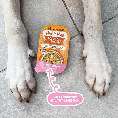 Weruva Meals 'n More Natural Wet Dog Food, Wok The Dog Plus Digestive Support, 3.5oz Cup (Pack of 12)