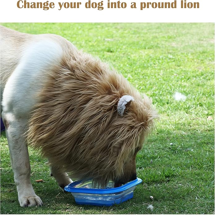 Onmygogo Lion Mane Wig for Dogs with Ears, Funny Pet Costumes for Halloween Christmas