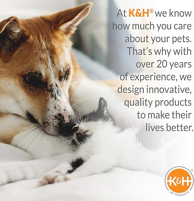 K&H Pet Products Self-Warming Lounge Sleeper Cat Bed, Soft Comfortable Self Heating Pet Bed, No Electric Needed to Keep Pets Warm, Also For Small Dogs, Machine Washable - Small 20 X 16in Sage/Tan