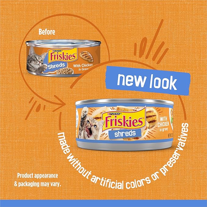 Friskies Purina Shreds with Chicken in Wet Cat Food Gravy - (Pack of 48) 5.5 oz. Cans