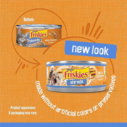Friskies Purina Shreds with Chicken in Wet Cat Food Gravy - (Pack of 48) 5.5 oz. Cans