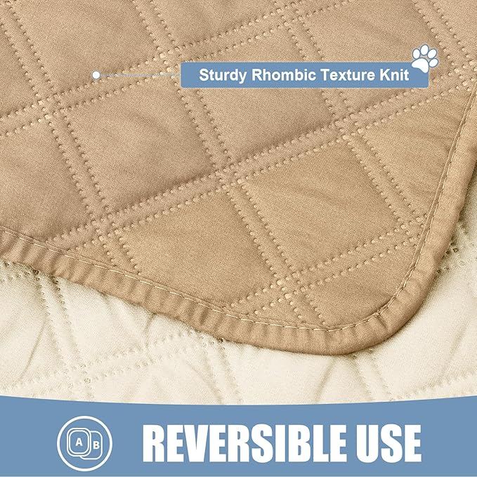 Smiry Waterproof Couch Covers for Dogs Washable, Reversible Pet Couch Covers for 3 Cushion Sofa Pet Friendly, Soft Sofa Furniture Protector for Dogs Cat Kids, Checkered (40"x95", Camel/Beige)