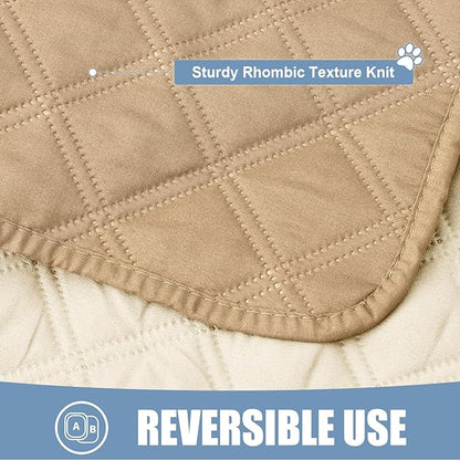 Smiry Waterproof Dog Bed Cover Pet Blanket, Soft Washable Dog Blanket for Furniture Bed Couch Sofa Reversible, Checkered (30"x90", Camel/Beige)