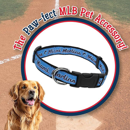 MLB Miami Marlins Licensed PET COLLAR- Heavy-Duty, Strong, and Durable Dog Collar. Available in 29 Baseball Teams and 4 Sizes