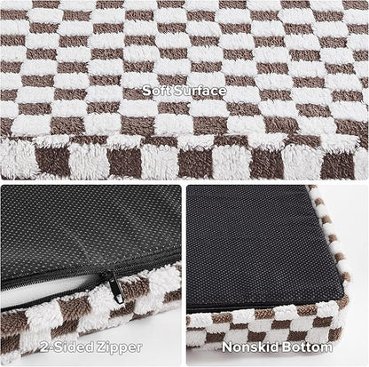 JOEJOY Dog Bed for Large Dogs, XLarge Orthopedic Dog Bed with Removable Washable Cover, Cute Modern Plush & Memory Egg Crate Foam Dog Bed, 42 x 28 inch, Cofffee