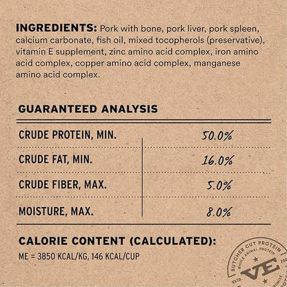 Vital Essentials Freeze Dried Dog Food, Raw Pork Soft Nibs | Complete Meal or Topper | 99% Pork, Organs & Bone | Limited Ingredient, High Protein, Grain Free Dry Dog Food | 14 oz Bag