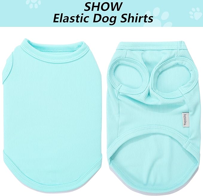 2 Pack Dog Clothes for Small Dogs Summer Dog Shirt Vest Girl Boy Lightweight Puppy T-Shirts Blank Soft and Cool Pet Clothing Sleeveless Medium Large Dog Outfit (Light Blue+Dark Cyan, Medium)