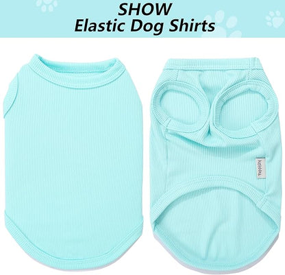 2 Pack Dog Clothes for Small Dogs Summer Dog Shirt Vest Girl Boy Lightweight Puppy T-Shirts Blank Soft and Cool Pet Clothing Sleeveless Medium Large Dog Outfit (Light Blue+Dark Cyan, Small)