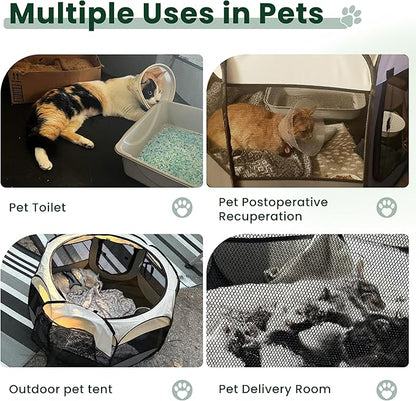 Love's cabin Pet Puppy Dog Playpen, Small Dog Tent Crates Cage Indoor/Outdoor, Portable Playpen for Cat, Foldable Pop Up Dog Kennel Playpen with Carring Case, Removable Zipper Top, Green