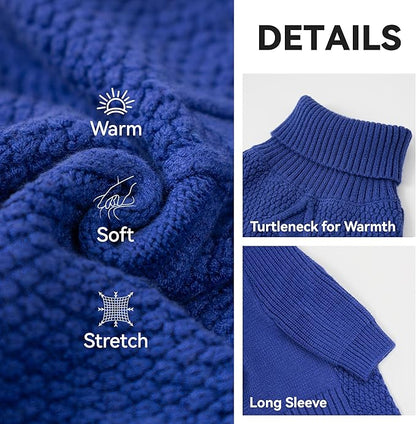 cyeollo Dog Sweater Pullover Turtleneck for Dogs, Classic Knitwear Fall Winter Cold Weather Doggie Clothes Warm Pet Apparel Small Medium Large Dog Sweaters, Royal Blue XL