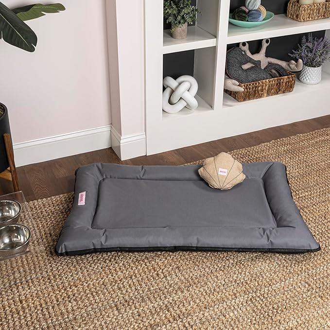 DBD3004C-M Archie 29.5" x 22.5" Traditional Oxford Waterproof Indoor/Outdoor Hand-Washable Memory Foam Camping Pet Bed, Charcoal