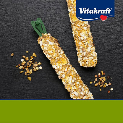 Vitakraft Crunch Sticks Guinea Pig Treat – 2 Sticks - Popped Grains And Honey Flavor – Triple-Baked With Natural Wood Center – Nutritious Coating for Added Vitamins And Minerals – Cage Clip Holder