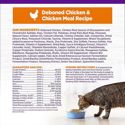 Wellness Complete Health Adult Dry Cat Food, Natural, Grain Free Kibble, Chicken Recipe, 5.5 lb Bag