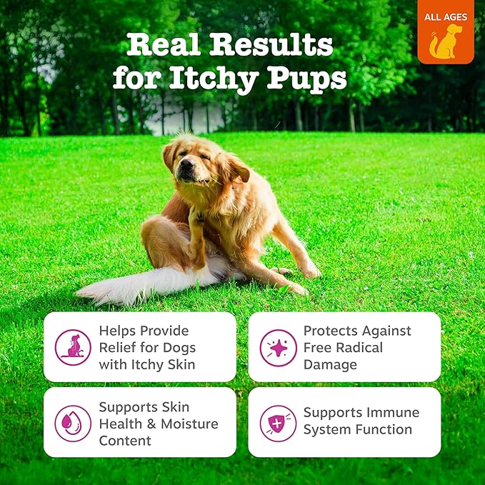 Zesty Paws Itch Relief for Dogs - for Itching Skin & Coat Health - Omega-3 Fish Oil with EPA & DHA - Dog Bites Supplement with Vitamin C & E for Antioxidant Support - Chicken Flavor - 50 Count