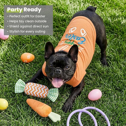 Fitwarm Happy Easter Bunny Dog Shirt, Easter Dog Clothes for Small Dogs Boy Girl, Cute Pet Outfit, Green, Blue, White, Orange, XXL