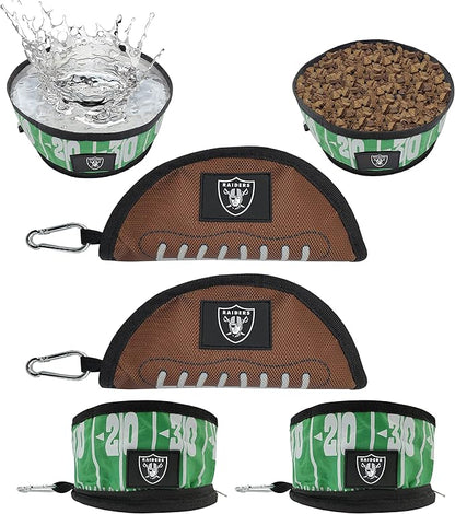 NFL Las Vegas Raiders Pets First Collapsible Dog Travel Bowl Set, 2 Pack Food and Water Bowls for Dogs, Best Portable & Lightweight Leak-Proof Dog Bowls for Travel