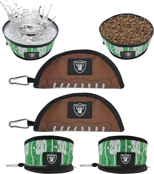 NFL Las Vegas Raiders Pets First Collapsible Dog Travel Bowl Set, 2 Pack Food and Water Bowls for Dogs, Best Portable & Lightweight Leak-Proof Dog Bowls for Travel