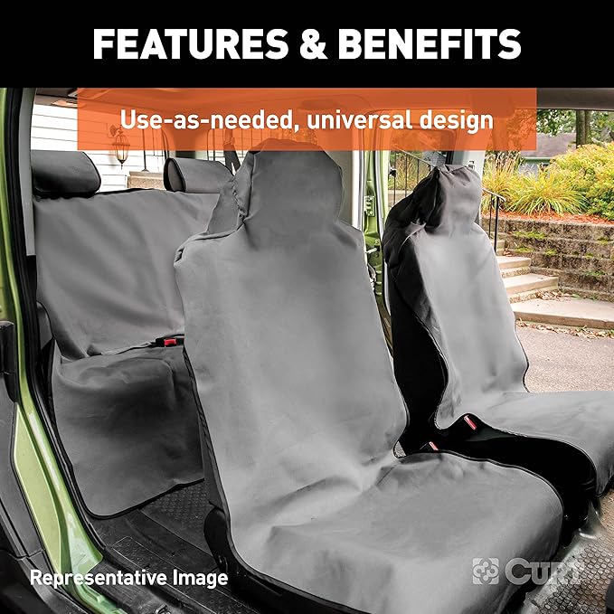 CURT 18502 Seat Defender 58-Inch x 23-Inch Brown Waterproof Universal Bucket Car Seat Cover Protector
