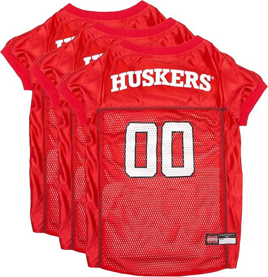NCAA College Nebraska Huskers Mesh Jersey for Dogs & Cats, Small. Licensed Big Dog Jersey with Your Favorite Football/Basketball College Team (Pack of 3)