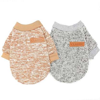 XL Dog Sweaters, 2 Pieces Fall Dog Sweater Small Medium Dog Clothes Male Female Winter Fleece Puppy Sweater Warm Pet Outfit for Bulldog, Dachshund, Pug, Chihuahua, Gery+Brown
