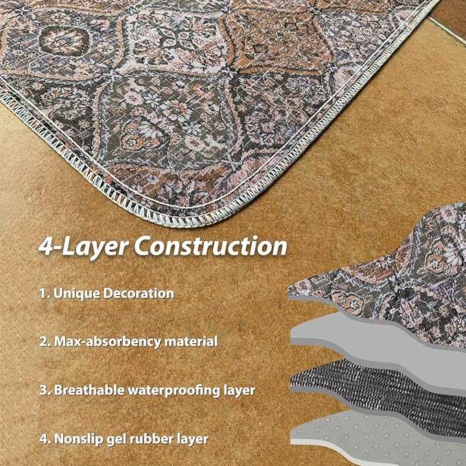 nunubaby Washable Pee Pads for Dogs, Stylish, Non-Slip and Leak-Proof Pee Pads. Reusable Potty Pads for Dogs for Crates and Floors.(Brown/Multi, 36" x36" )