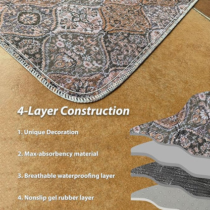 nunubaby Washable Pee Pads for Dogs, Stylish, Non-Slip and Leak-Proof Pee Pads. Reusable Potty Pads for Dogs for Crates and Floors.(Brown/Multi, 31" x36" )