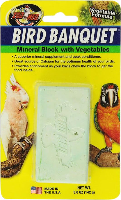 Zoo Med Mineral Block With Vegetables Bird Banquet, 5-Ounce