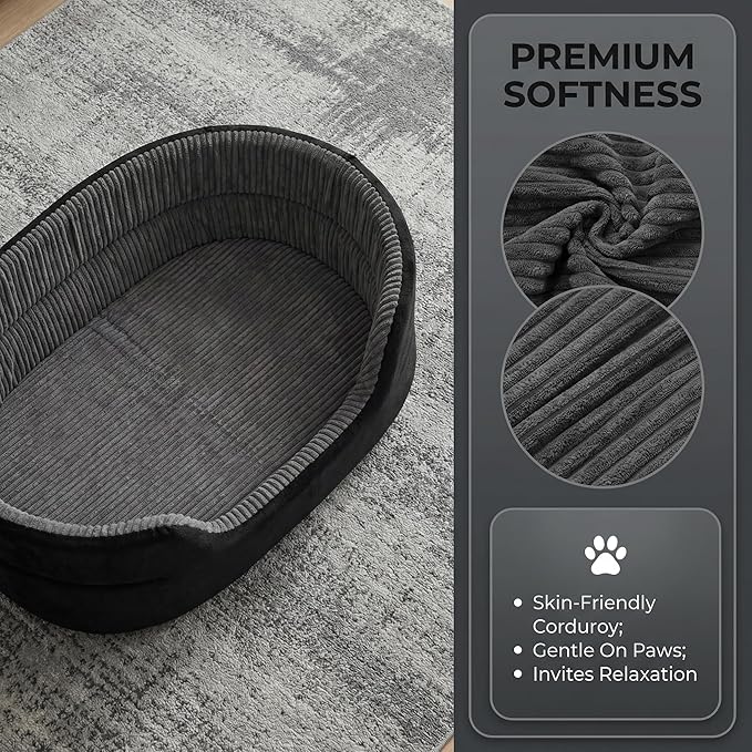 Small Dog Bed Cat Bed 16x20 Inch, Calming Pet Bed for Puppies, Teacup Dogs & Kittens, Half-Enclosed Open-Top Velvet Anti-Anxiety Bed, Machine Washable Cozy Snuggle Bed (Black)