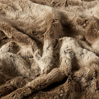 Madison Park Zuri Soft Plush Luxury Oversized Faux Fur Throw Animal Stripes Design, Faux Mink On The Reverse, Modern All Seasons Blanket for Bed, Sofa Couch, Office, Tan, 60x70"