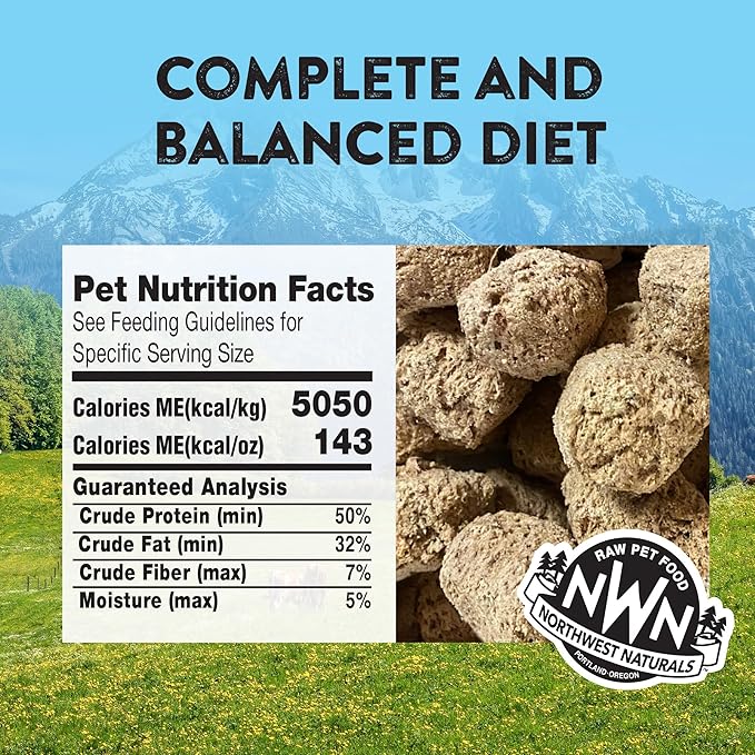 Northwest Naturals Freeze-Dried Chicken & Salmon Dog Food - Bite-Sized Nuggets - Grain-Free, High-Protein, Raw Diet, Human-Grade, Limited Ingredients, All Natural, Omega-3 for Skin & Coat - 25 Oz