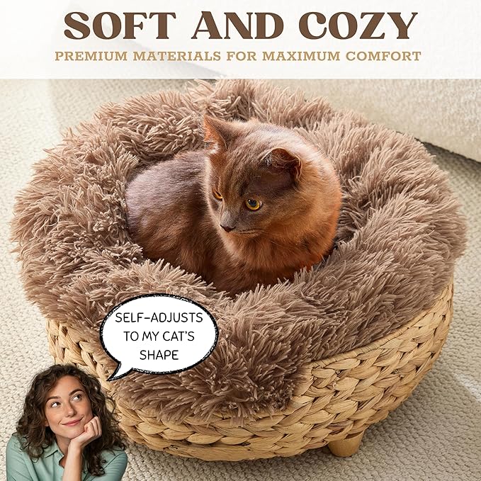 Cat Luxury Large Cat Bed for Indoor Cats, Plush Furniture for Comfort and Relaxation, Soft Covered Nest for Large Cats, Washable Warm Design with Modern Zen Style