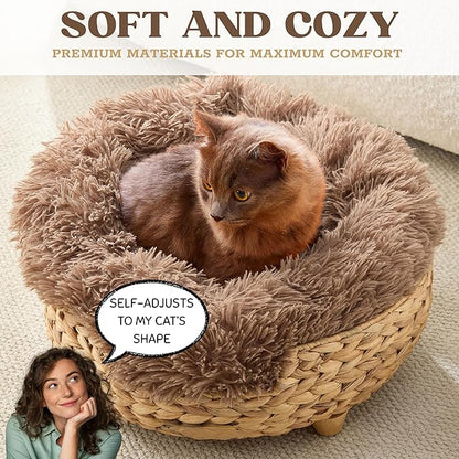 Cat Luxury Large Cat Bed for Indoor Cats, Plush Furniture for Comfort and Relaxation, Soft Covered Nest for Large Cats, Washable Warm Design with Modern Zen Style