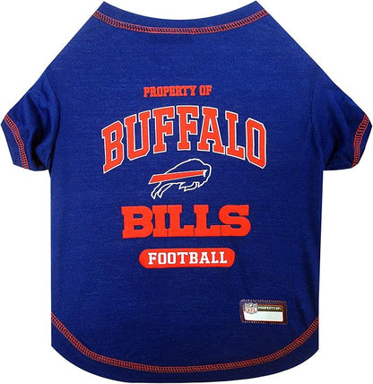 NFL Buffalo Bills Dog T-Shirt for Pets, Size Small. Officially Licensed Pet Shirt with Team Logo, Soft Stretchable Comfort Fit Apparel for Dogs & Cats