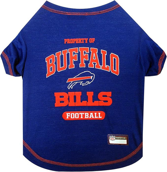 NFL Buffalo Bills Dog T-Shirt for Pets, Size Small. Officially Licensed Pet Shirt with Team Logo, Soft Stretchable Comfort Fit Apparel for Dogs & Cats