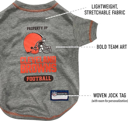 NFL Cleveland Browns Dog T-Shirt for Pets, Size Large. Officially Licensed Pet Shirt with Team Logo, Soft Stretchable Comfort Fit Apparel for Dogs & Cats