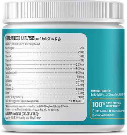 Solid Gold Dog Multivitamin - Soft Dog Vitamins & Supplements Chews - All-in-One Heart, Immune, Brain, Skin, Coat & Gut Health Support w/Vitamin C, B12, Probiotics & Antioxidants - Bacon Flavor 120ct