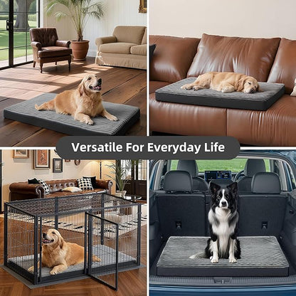 Dog Bed Medium Size Dog, Orthopedic Flannel Pet Bed with Removable Washable Cover, Waterproof Indestructible Medium Dogs Bed with Anti-Slip Bottom, Egg Crate Memory Foam Pad, 29.0"x18.0"x3.0", Grey