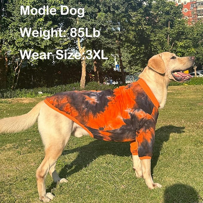 Dog Cotton Black Orange Tie Dye T-Shirts Soft and Stretchy Breathable Pet Shirt Pajamas Pets Clothes for Large Dogs(3XL Black)