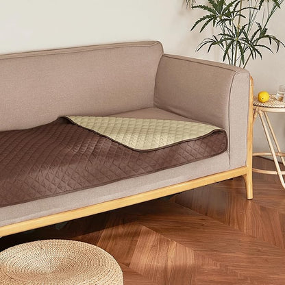 NICETOWN Waterproof Dog Bed Cover Pet Blanket with Anti-Slip Back for Furniture Bed Couch Cat Blanket Mat for Loveseat Sofa Recliner L-Shape Sofa, 30" W x 70" L, Chocolate/Sand, 1 Piece