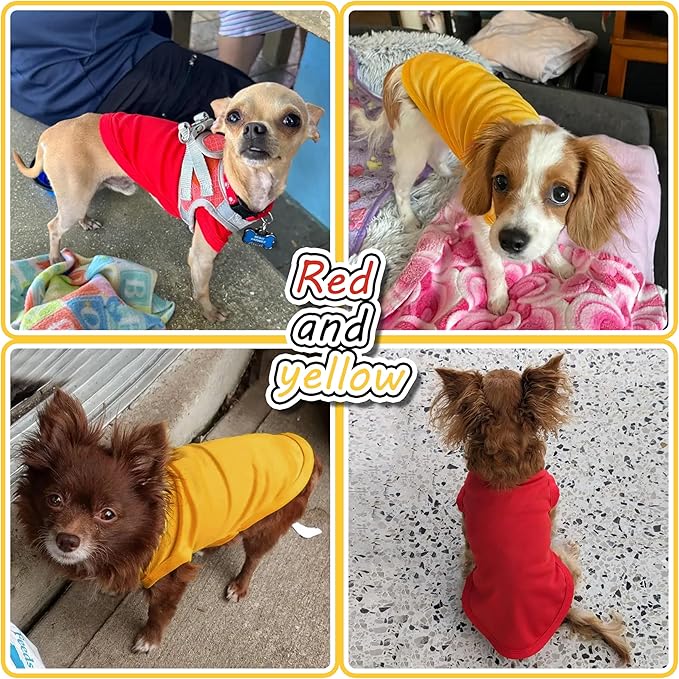 2 Pack Solid Color Dog Shirts - Lightweight, Quick Dry, Breathable Pet T-Shirts for Small to Large Dogs - Stretchy, Durable, Ideal for All Seasons and Holidays.Orange Red XL
