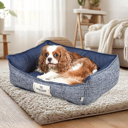 FluffyDream Small Dog Bed, Super Soft Pet Bed Furniture, Suitable for Dogs Up to 30lbs, 24'' x 20'', Dark Blue