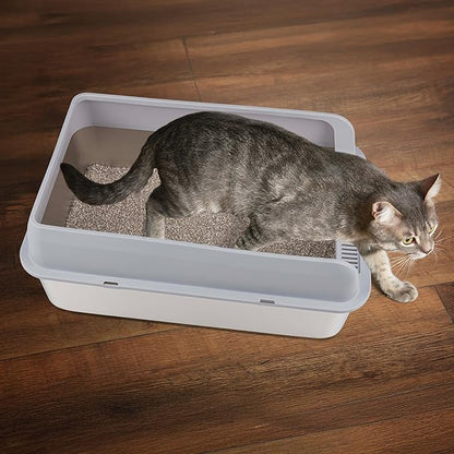 Stainless Steel Cat Litter Box with Lid - Large Litter Box with High Sides and Scoop Included - Easy to Clean, Leak-Proof, Anti-Odor Litterbox for Medium to Large Sized Cats - Pet Supplies by PETMAKER