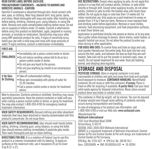Zodiac Flea & Tick Powder for Dogs, Puppies, Cats & Kittens beige Small
