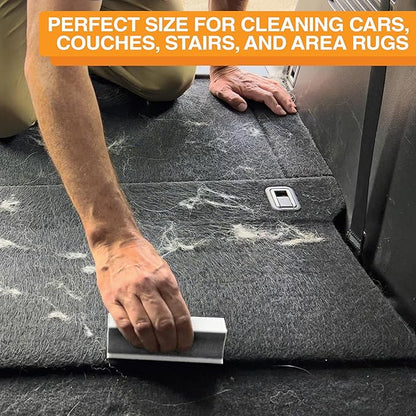 FurDozer Pet Hair Remover & Auto Detailing Tools - Cat & Dog Hair Remover for Carpets, Car Interiors, Couches, Bedding, & Pet Furniture (Gray, (2 Pack) - X3 PRO)