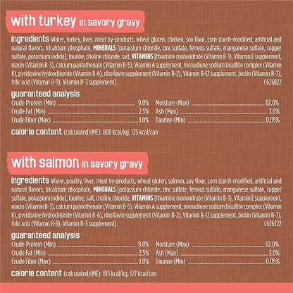 Purina Friskies Extra Gravy Wet Cat Food Chunky 24ct Variety Pack (With Chicken, Turkey, Salmon, Beef) - (Pack of 24) 5.5 oz. Cans