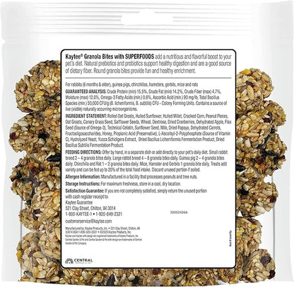 Kaytee Granola Bites with Superfoods Cranberry, Apple and Flax for Rats, Mice, Hamsters, Gerbils, Rabbits, Guinea Pigs and Chinchillas, 4.5 oz (Pack of 2)