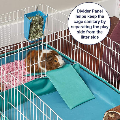 MidWest Homes for Pets Guinea Habitat Plus Cage, Includes Divider Panel and Hinged Top, Washable PVC Canvas Bottom, Expandable Small Animal Cage for Guinea Pigs, 171GHP
