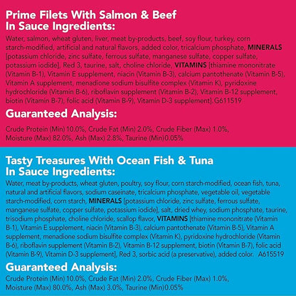 Purina Friskies Wet Cat Food Variety Pack Fish-A-Licious Extra Gravy, Prime Filets and Tasty Treasures - (Pack of 32) 5.5 oz. Cans